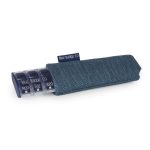 Photograph of a weekly pill box with a stylish blue herringbone fabric cover