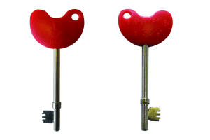 red covered key with improved grip for RADAR toilets