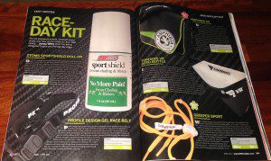 'Race day kit' showing vairous products for triathletes