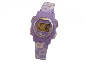 Image of the Pivotell Vibrating reminder watch in a lilac purple flower design