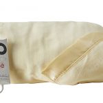 Image shows a photograph of a folded, fleecy electric blanket in cream, with a controller