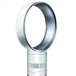 Image shows the circular ring-shaped Dyson desk fan